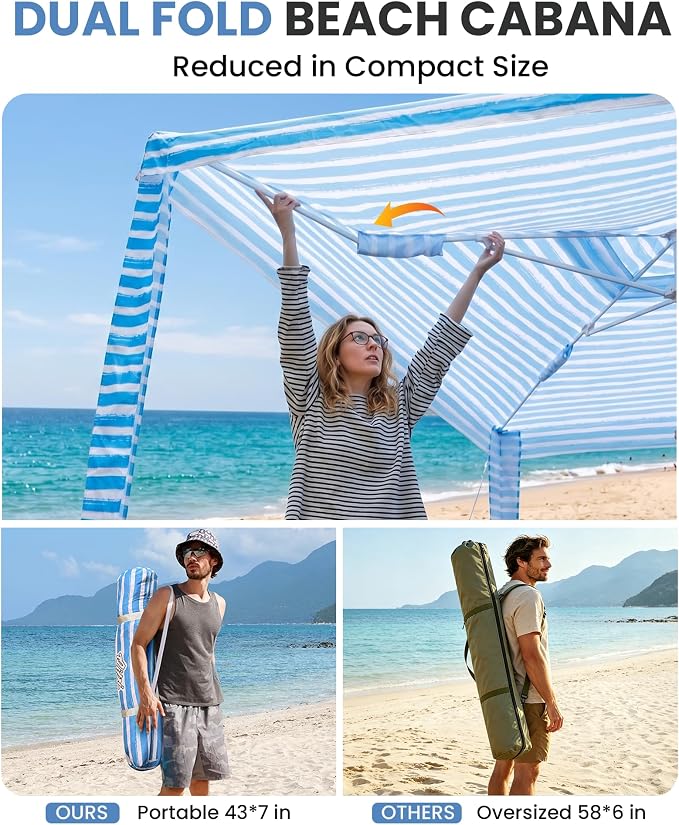 8' x 8' Blue Stripes Dual-Fold
