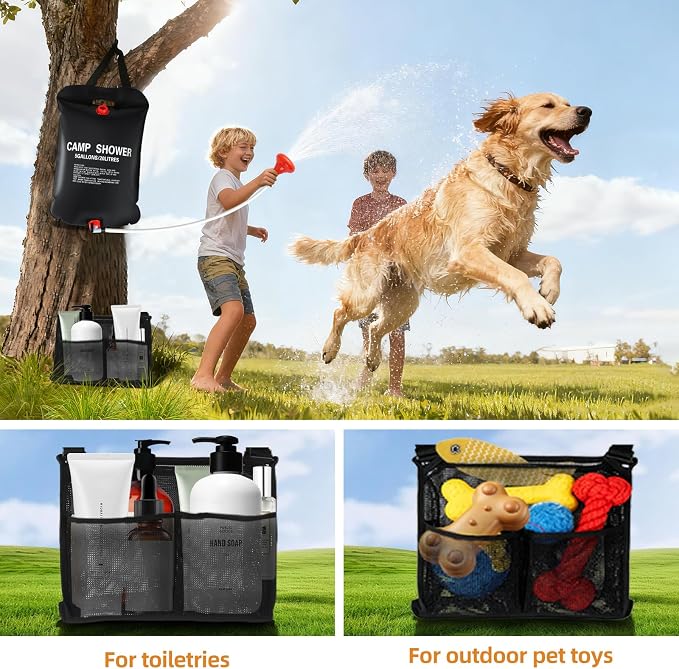 Black shower bag+Black shower caddy