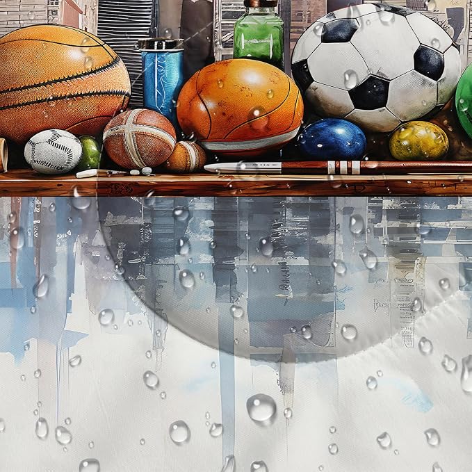 Cartoon Sports Ball City Skyline