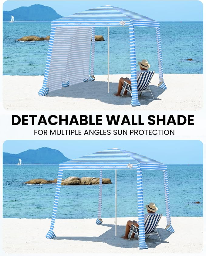 8' x 8' Blue Stripes Dual-Fold