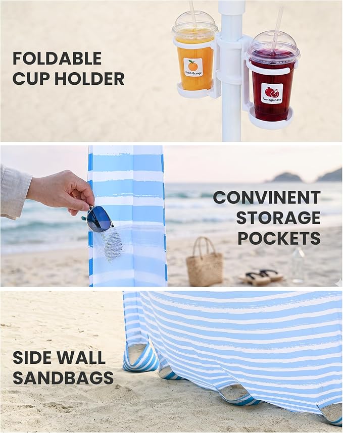6.5' x 6.5' Blue Stripes Dual-Fold