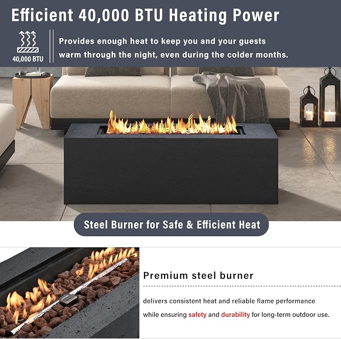 Black Fire Pit + Gray Table