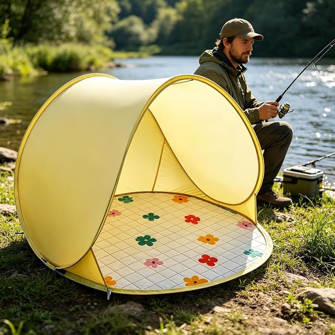 Lemon yellow flower tent+ground nails+storage bag