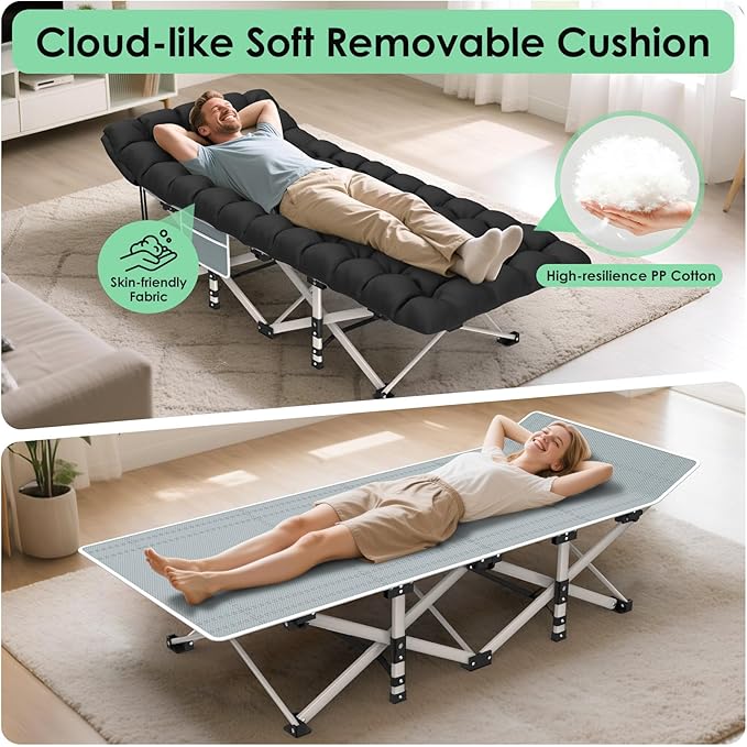 Grey Cot & Black Pad