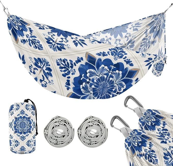 Vintage Abstract Floral Blue and White