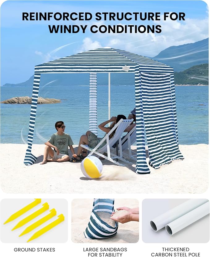 6.5' x 6.5' Sailor Stripes Dual-Fold