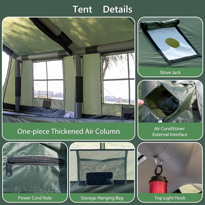 11.81ft*15.75ft*7.22ft (8-12 person)(Green)(w/ Rain Cover)