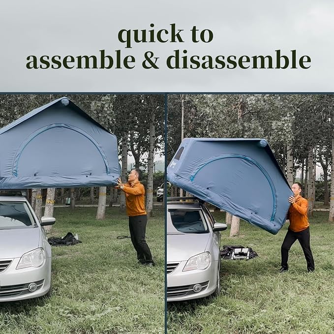 Upgraded Inflatable Roof Tent with 90°awning