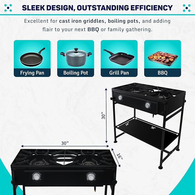 - Two Burner Stove + Bottom Shelf