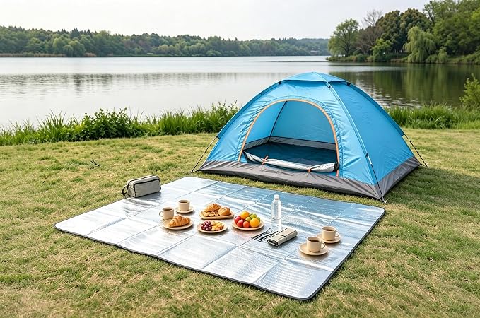 Blue Tent | Aluminum foil mat