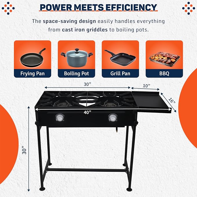 Two Burner Stove + Side Shelf