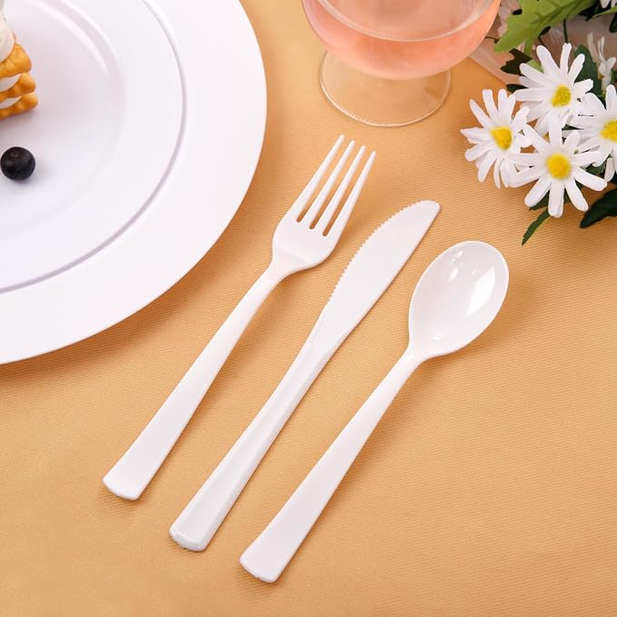 360pcs White Plastic Silverware