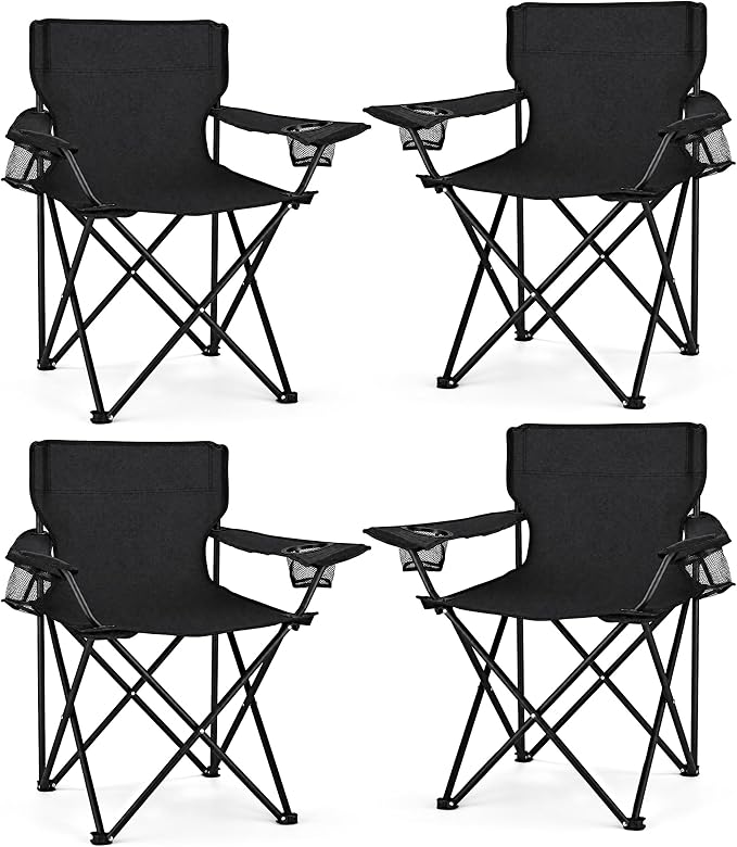 Camping Chair Black 4pcs