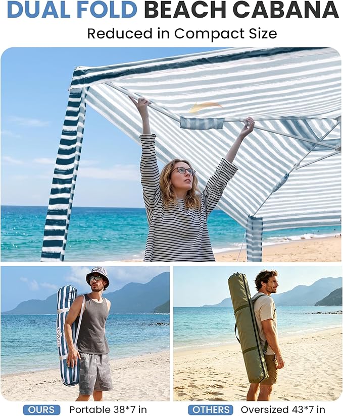 6.5' x 6.5' Sailor Stripes Dual-Fold