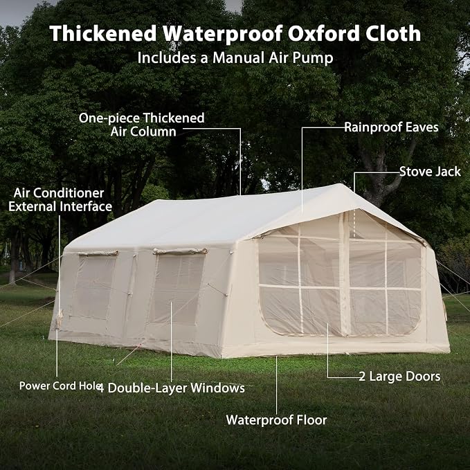 11.81ft*15.75ft*7.22ft (8-12 person)(Beige)(w/ Rain Cover)