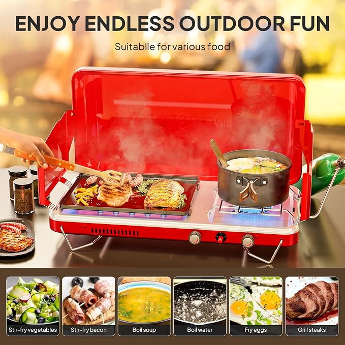 2 Burner (Igniter+Griddle)-Red