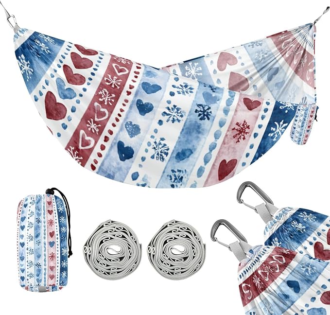 Snowflakeshearts Stripes Blue