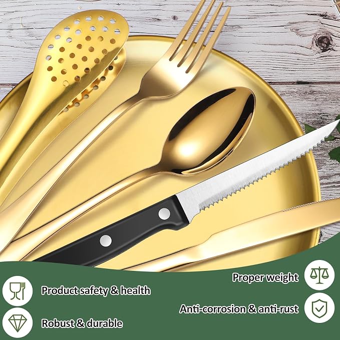 Camping Silverware Set-13set-Gold