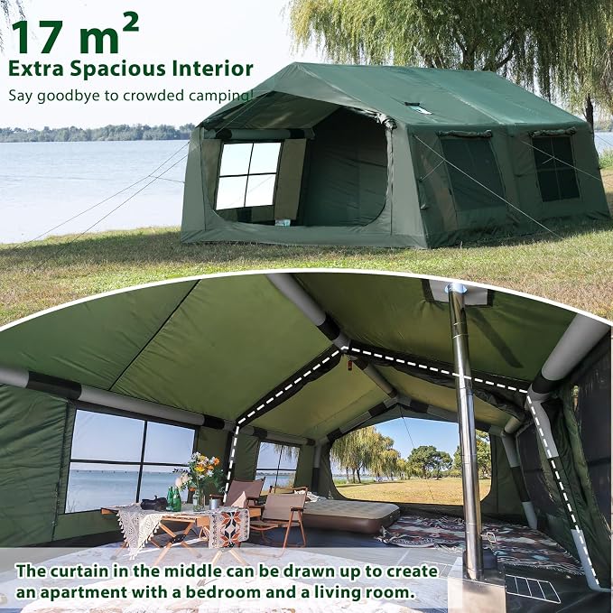 11.81ft*15.75ft*7.22ft (8-12 person)(Green)(w/ Rain Cover)