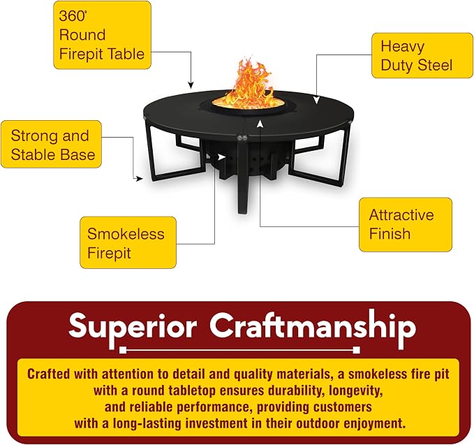 Smokeless Fire Pit + Surround Table