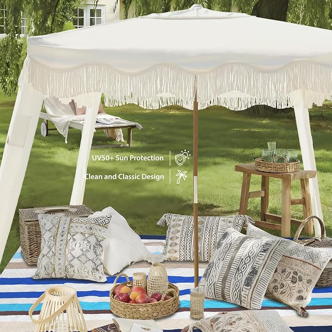 Elegant White with Colorful Beach Blanket
