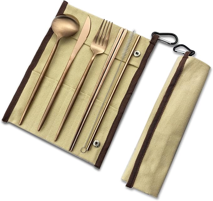 Rose gold-khaki pouch