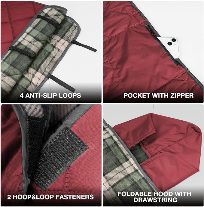 Wine Red Outer With Blue Plaid Fleece