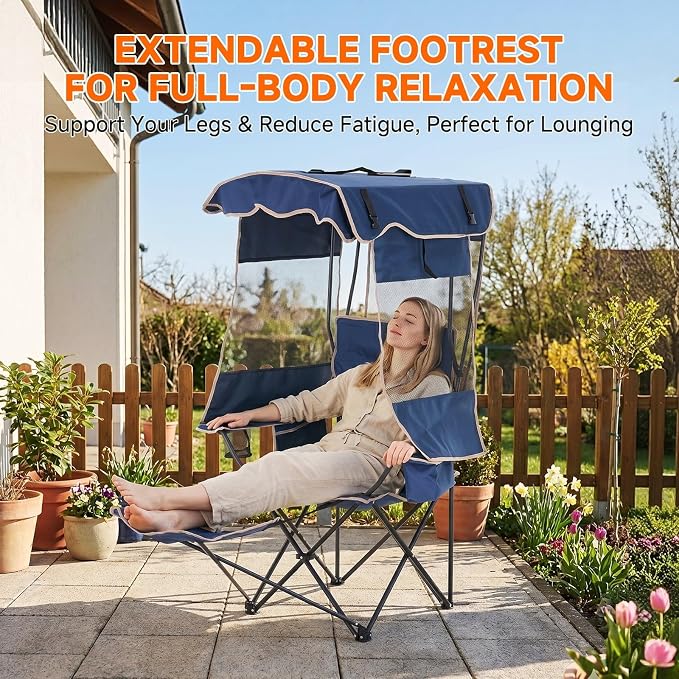 Navy Blue With Footrest