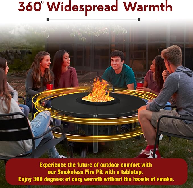 Smokeless Fire Pit + Surround Table