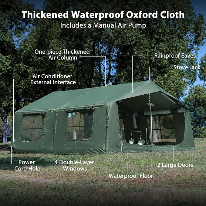 11.81ft*15.75ft*7.22ft (8-12 person)(Green)(w/ Rain Cover)