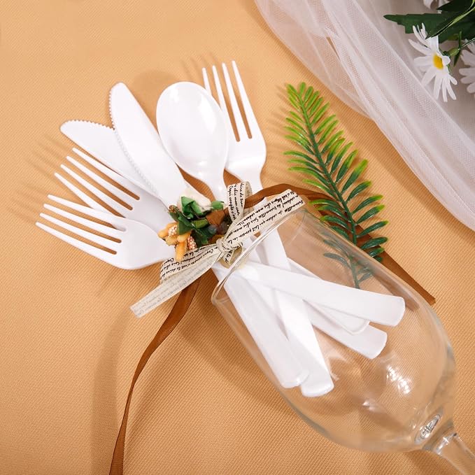 360pcs White Plastic Silverware