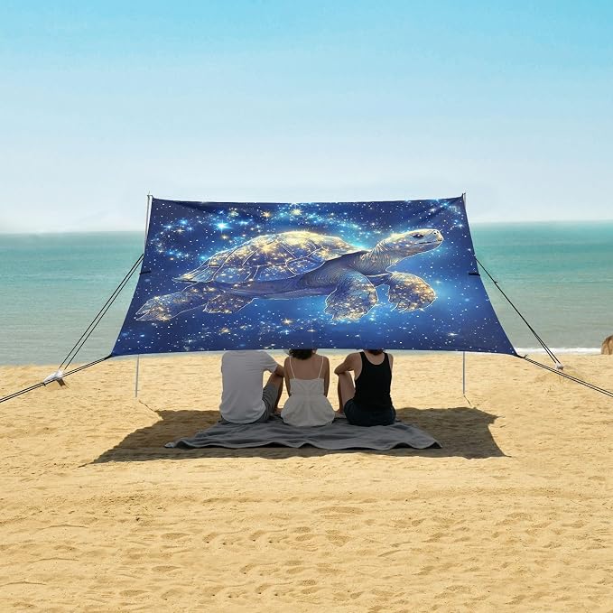 Cosmic Starry Sea Turtle on Navy