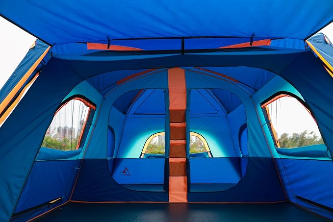 Dark Blue-12 Person-2 Bay Windows-Full Rainfly