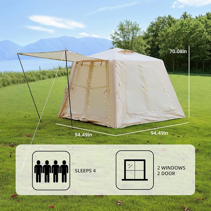 5.76 sq Beige Air Tent + Canopy