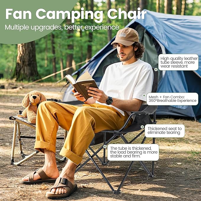 Fan Camping Chairs-2pcs Black