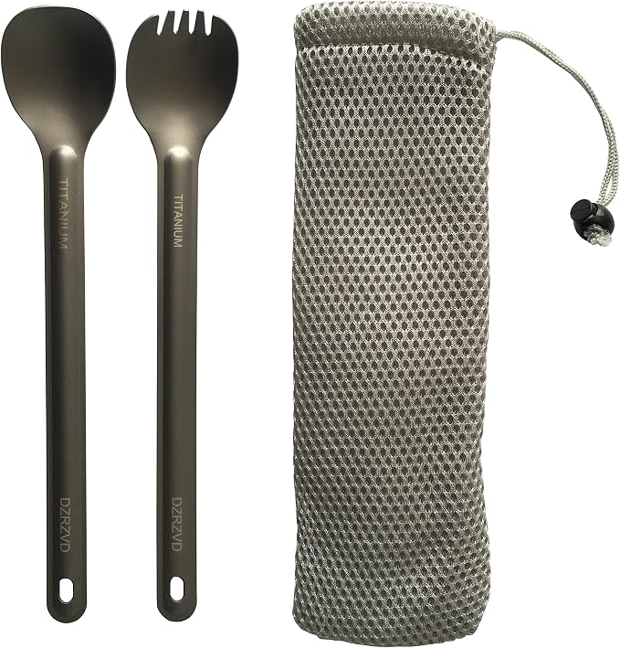 Titanium Long Handle Spork and Spoon