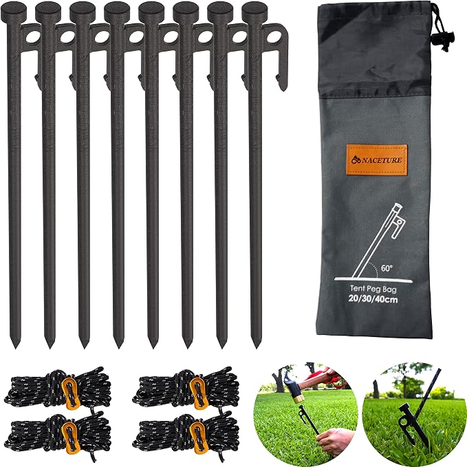 Tent Stake 8 Pack + Storage Bag