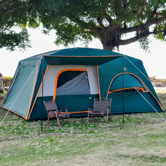 Green-12 Person-2 Bay Windows-Full Rainfly