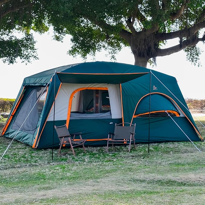 Green-12 Person-2 Bay Windows-Full Rainfly
