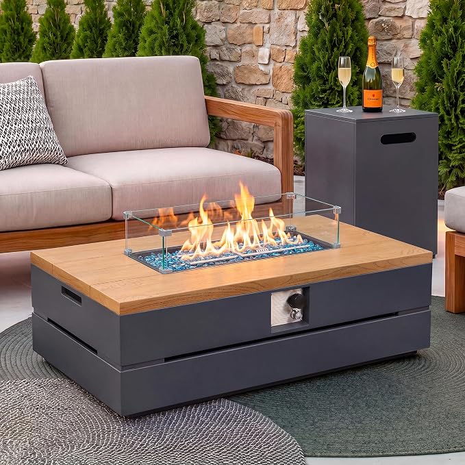 Natural Wood Finish & Dark Grey