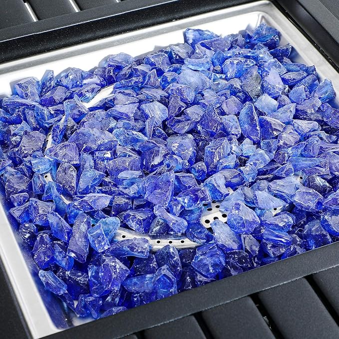 Black with Blue Fire Glass