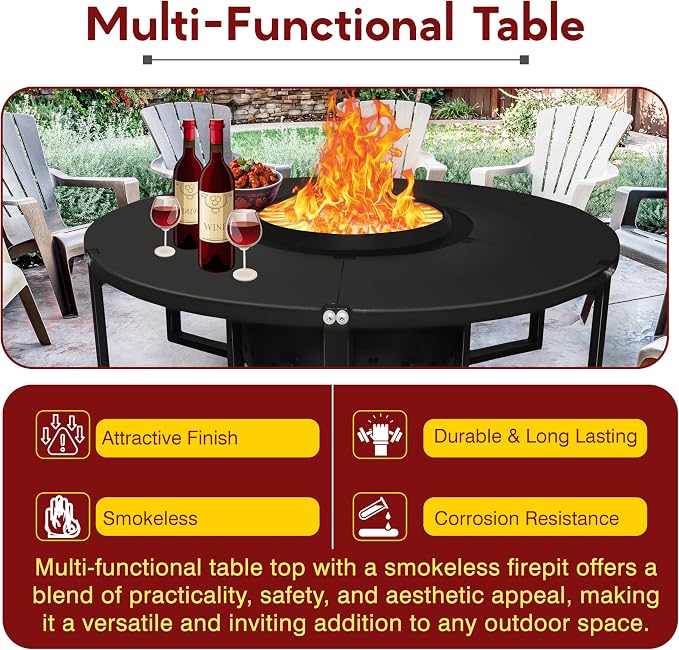 Smokeless Fire Pit + Surround Table