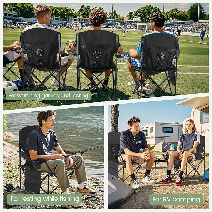 Fan Camping Chairs-2pcs Black