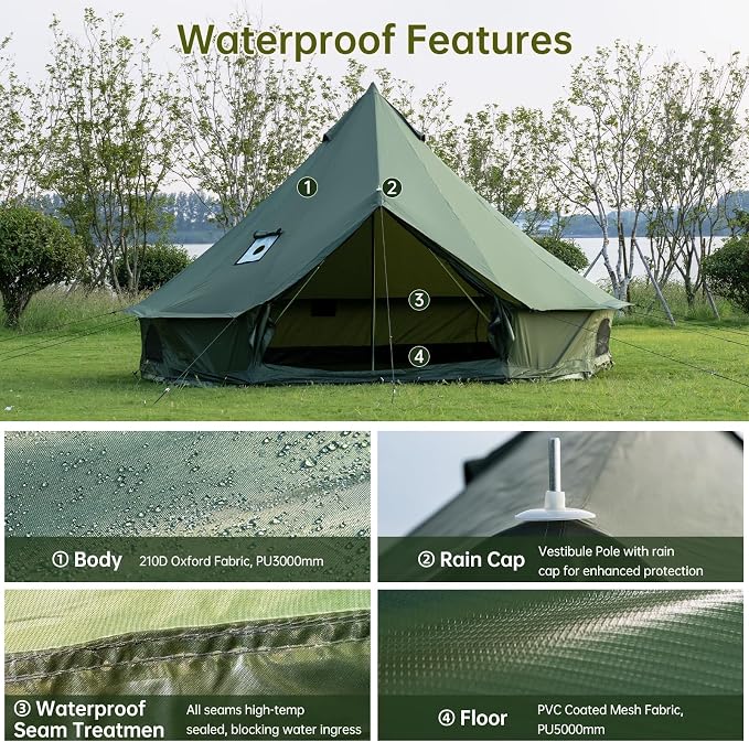 13.1*13.1*8.2ft /Green /4-6 pers