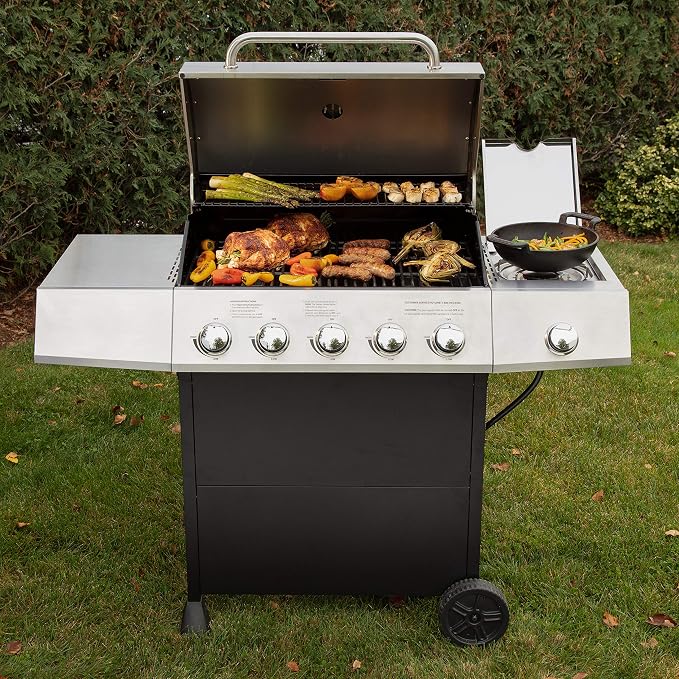 Five Burner Full-Size Gas Grill with Twist-to-Start Ignition